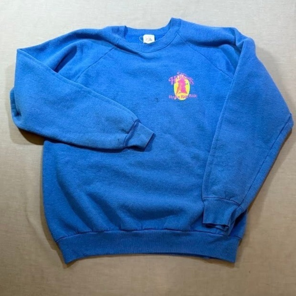 Vintage Fruit of the Loom Captain Hiram's‎ River Raw Bar Sweatshirt Mens XL Blue